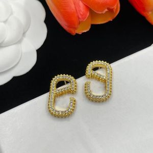 Fashion Gold Letter Stud Earrings Designer Women Luxury 925 Silver Simple Style Gold Heart Shape Jewelry Christmas Wedding Gift