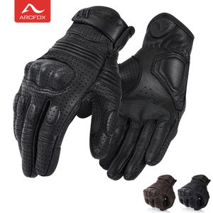 Fem fingrarhandskar Arcfox Motorcykelläderhandskar Vintage män Kvinnor Skyddande pekskärm Motorcykel Motorcross Cycling Guantes Moto Perforated 230822