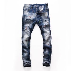 Tops Mens Ripped Distressed Grey Jeans Fashion Designer Slim Fit Washed Motocycle Denim Pants Panelled Hip Hop Biker Trousers NJ82310R