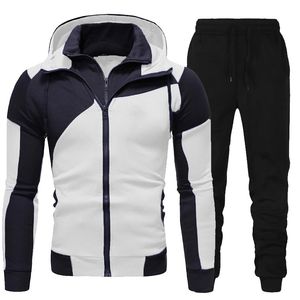 Mężczyzn Mężczyźni Mężczyźni Set Spring Autumn Long Rleeve Blue Zapip Jogging Spodni Patchwork Fitness Run Suit Casual Clothing Sportswear 230822