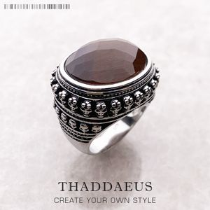 Wedding Rings Ring Tiger Eye Skull 925 Sterling Silver Vintage Gift for Women Men Fine Jewelry 230822