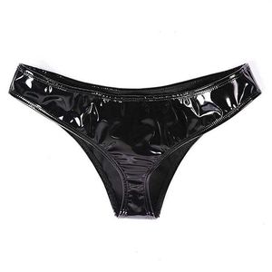 Sexy Mulheres Panty Lingerie Moll Look Faux Leather Slink Shiny Low Rise