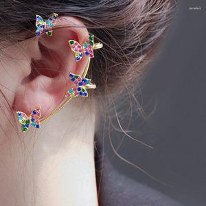 Backs Earrings Shiny Color Zircon Butterfly Ear Clips Women Without Piercing Cuff Clip Female Wedding Party Jewelry Gifts