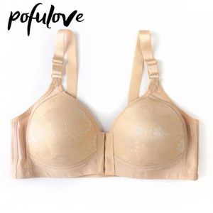 BRAS Kvinnor Plus Size Bh Front Stängning Tryck upp tunn bomull Underkläder Trådlös sömlös BRALETTE Kvinnlig Brassiere för Big Breast2425