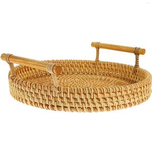 Zestawy naczyń obiadowych Rattan Fruit Basket Storage serwowanie mocnych chlebów z uchwytem