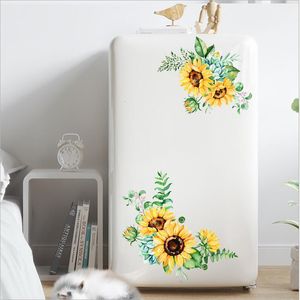 Adesivos de parede adesivos removíveis adesivo de vime de flor de girassol para gabinete de geladeira decalques de vidro de vidro decalques de arte mural decoração de casa 230822