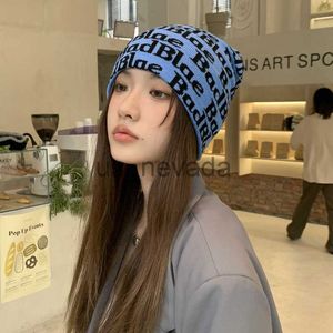 Beanie/Skull Caps Korean English Letter Knitted Hat Children's Autumn and Winter Warmth Versatile Cold Hat Show Face Small Pullover Hat Headband Hat J230823