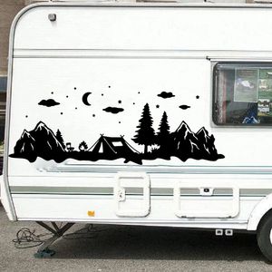 Wall Stickers Large Camper Rv Tent In Forest Moon Star Sticker Kids Room Camping Travel Tree Sky Decal Motorhome Car Vinyl Home Decor 230822