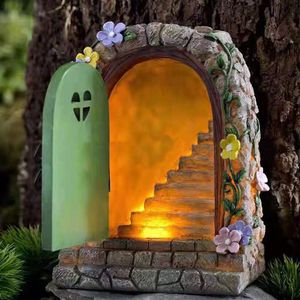 Decorazioni da giardino Design Ornamenti delle scale per esterni solari FAIRY Stone Port Resina 230822