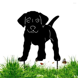 Садовые украшения черная собака силуэт декор газон кольцы портативные акриловые животные