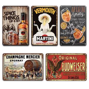 Classic Cocktail Metal Painting Coffee Shop Vintage Beer Metal Plates Cafe Pub Club Home Wall Decor Tin Signs Retro Plaque 20cmx30cm W01