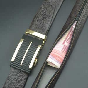 Other Fashion Accessories Genuine Leather Cash Anti Theft Belt Waist Bag Automatic Buckle Hidden Money Strap Wallet Pack Men Secret Hiding 230822