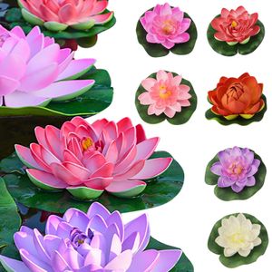 Gartendekorationen schwimmende künstliche Lotusblumen gefälschte Pflanzen DIY Water Lily Mariage Simulation für Hochzeits Heimparty 6pc 230822