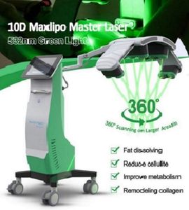 Slimming Cold Laser Pain Relief Therapy Beauty Device Lipo med låg nivå Liposlim 10D laserfettförlust Energisåle 532Nm grönt ljusbehandling Maxlipo Master