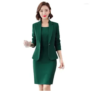 Kvinnors kostymer Kvinnor Greern Suit Jacket Office Work Black Blazers For Ladies Fashion Spring Slim Fit Formal Business Dresses Women