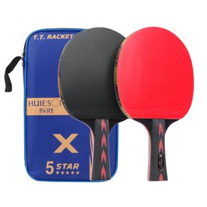 Table Tennis Raquets 2PCS Huieson 5 Star Carbon RacketセットパワフルなPingPongPong Paddle Batティーンエイジャーのトレーニング230822のための軽量コントロール