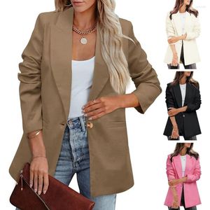 Kvinnors kostymer Kvinnor Jacka kostym Chic Business Blazers Single Button Lapel Jackets med fickor Anti-rynk för formell