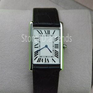 Super Thin Series Top Fashion Quartz Watch Men Women Silver Dial Black Leather Straf -часы Классическое прямоугольное дизайн платье Clo251f