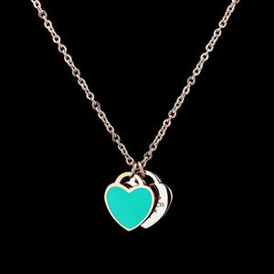 designer jewelry necklace Womens Pendant Necklaces Peach Heart Green Dripping Oil Necklace Designer Jewelry Gold/Silver/Rose With love Necklace chain gold