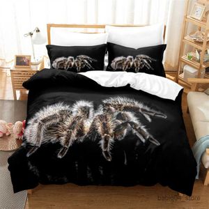 Sängkläder sätter hemsk spindel sängkläder set insekt igelkott säng tonåringar män rum dekor och fodral enstaka storlek täcke täcke r230901
