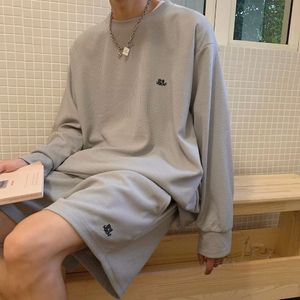 Herren Tracksuits Waffle Casual Anzug Oneck Long Sleeve T -Shirt Shorts Herumn Trend Tracksuit Koreanische Mode -Sportarten zweiteiliger Set 230822