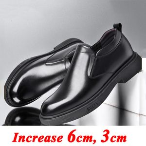 Dress Shoes Men's Dress Shoes Genuine Leather Elevator Shoes Platform Heels Heightening Shoes For Men Casual Business 6cm Moccasins Taller 230822