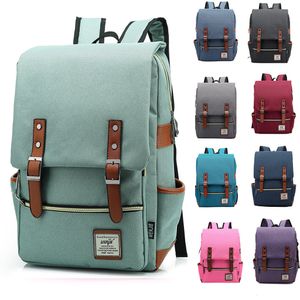 Borse per la scuola vintage da 16 pollici Backpack Laptop Women Canvas Men Canvas Travel Leisure Zapochi