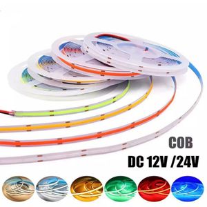 5mm PCB COB LED Strip İnce 12V 24V 8mm Bant Işığı DC Tapalı/ 2pin Tel Dimmmabable Lineer Aydınlatma Yüksek Yoğunluklu Lamba