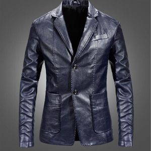 Pu läder blazers män casual mens kostym jacka casual smal motorcykel faux läder kostym homme kostym342i