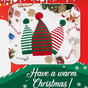 Boże Narodzenie Santa Beanie Knitted Hat Elf Santa Claus Red Green Knitted Dift Crochet Hat Happy 2024 Nowy Rok Wesołych Świąt Czapki HKD230824.