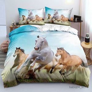 Bettwäschessätze Pferde Anime Print Bettwäscheset Anime Dämon Tötung gedruckt Bettdecke Fälle Fahrer Bettwäsche Set Bettwäsche Bett R230823