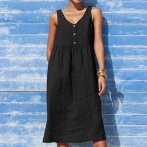 Casual Dresses Women Midi Summer Vest V Neck Sleeveless Swing Dress Butt Beach A Line Sun för 2023