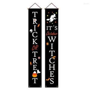 Dekoracyjne figurki AT69 -Halloween Decorations Znaki Ganowe Halloween Welcome Banner Wiszący Bunting Flaga Hocus Pocus na imprezę