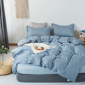 Bedding sets Brown plaid Duvet Cover 220x240 Pillowcase 3Pcs Set 150x200 Quilt Blanket Bed Sheet Double 230822