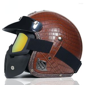 오토바이 헬멧 /4 헬멧 PU 가죽 모터 크로스 먼지 자전거 자전거 Capacete de Moto Casco