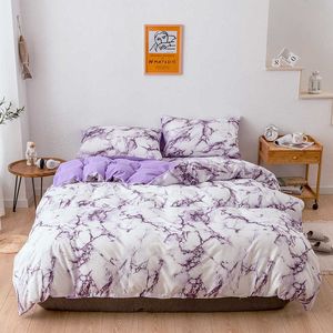 Bedding sets Marble pattern plain duvet cover sheet 3-piece set plain pattern duvet cover full size bed frame bedroom comforter set