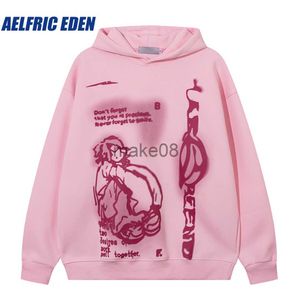 Erkek Hoodies Sweatshirts Aelfric Cartoon Hat Karakter Baskı Hoodie 2023 Street Giyim Harajuku Hip Hop Sweatshirt Pamuk Pamuklu Kapüşonlu Günlük Toplar J230823