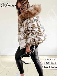 WMStar Down Coat Women Women Winter Plus Size Mulheres Capées de Jaqueta de Puffer com Feather Dropshipp de comprimento curto L230823