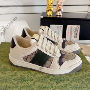 Designer shoes Ttaly Tennis gicci Shoes Green Red Stripes Luxury Genuine Leather Canvas Shoes Classic Butter Perforated Sneakers EUR35-44