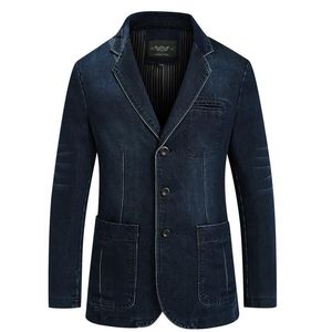 New Mens Denim Blazer Men Fashion Cotton Vintage Suit Jacket 4XL Male Blue Coat Denim Jacket men slim fat Jeans Blazers CY2182187n