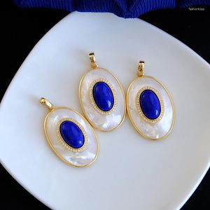 Anhänger Halsketten natürliche Lapis Lazuli Halskette Mutter-of-Perl-Perle Perle Sterling Silber Gold-Plated Premium Sense Ohrringe