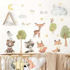 Wall Stickers Cartoon Forest Animals Set Decal for Baby Room Selfadhesive Sticker Childrens Decoration 230822