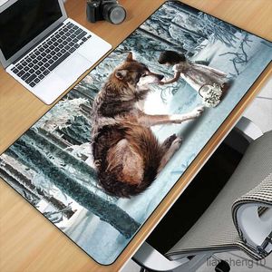 Mouse almofadas de pulso Arte fantasia lobo impressão personalizada gamesing mousepad bloqueio de computador de borracha natural e-esporte e-esporte de mesa grande mouse pad r230823