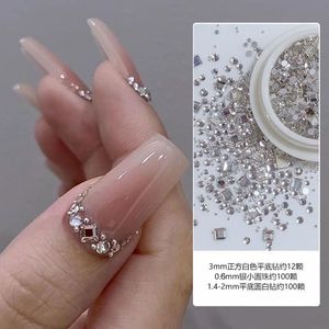 Decorações de arte da unha Misture quadrado kit de arte de unhas lisadas planas 3d 100pcs100pcs 12pcs mini pequenas contas de brilho polimento de manicure uv manicure clear cristais 230822