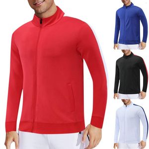 Jackets masculinos Spring e Autumn Sports Jacket Coat Round Running Rous Stand Collar Cardigan Zipper Fitness Training