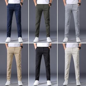 Erkek pantolon 7 renk erkekler klasik düz renkli yaz ince rahat pantolon iş moda streç pamuk ince marka pantolon erkek 230822