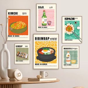 Tela pittura cucina food coreana kimchi wall art nordic retrò poster e stampe immagini murali per decorazioni per la sala da pranzo cucine non cornice wo6