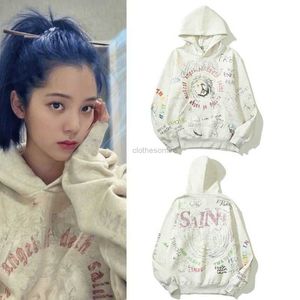 Sweatshirts Mens Designer Hoodies Fashion Streetwear Ouyang Nana Same Style Graffiti Sweatshirt Womens Hoodie Korean Version Loose Plush Thickened Autumn Winter