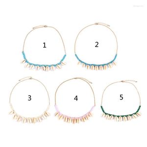 Anhänger Halsketten handgefertigt Perlen Muster Halskette Türkis Perlen Choker Natural Fashion Statement Schmuck 97QE