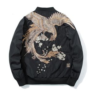 Herrjackor vårpilot Bomber Jacket Män kvinnor Bird broderi Baseballjacka Fashion Casual Youth Couples Coat Japan Streetwear 230822